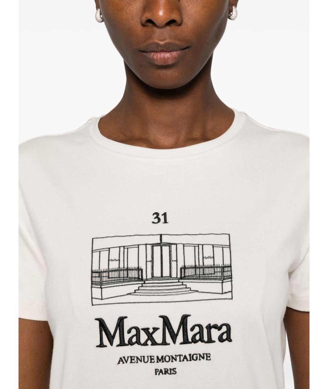 'S MAX MARA Белая хлопковая футболка, фото 3