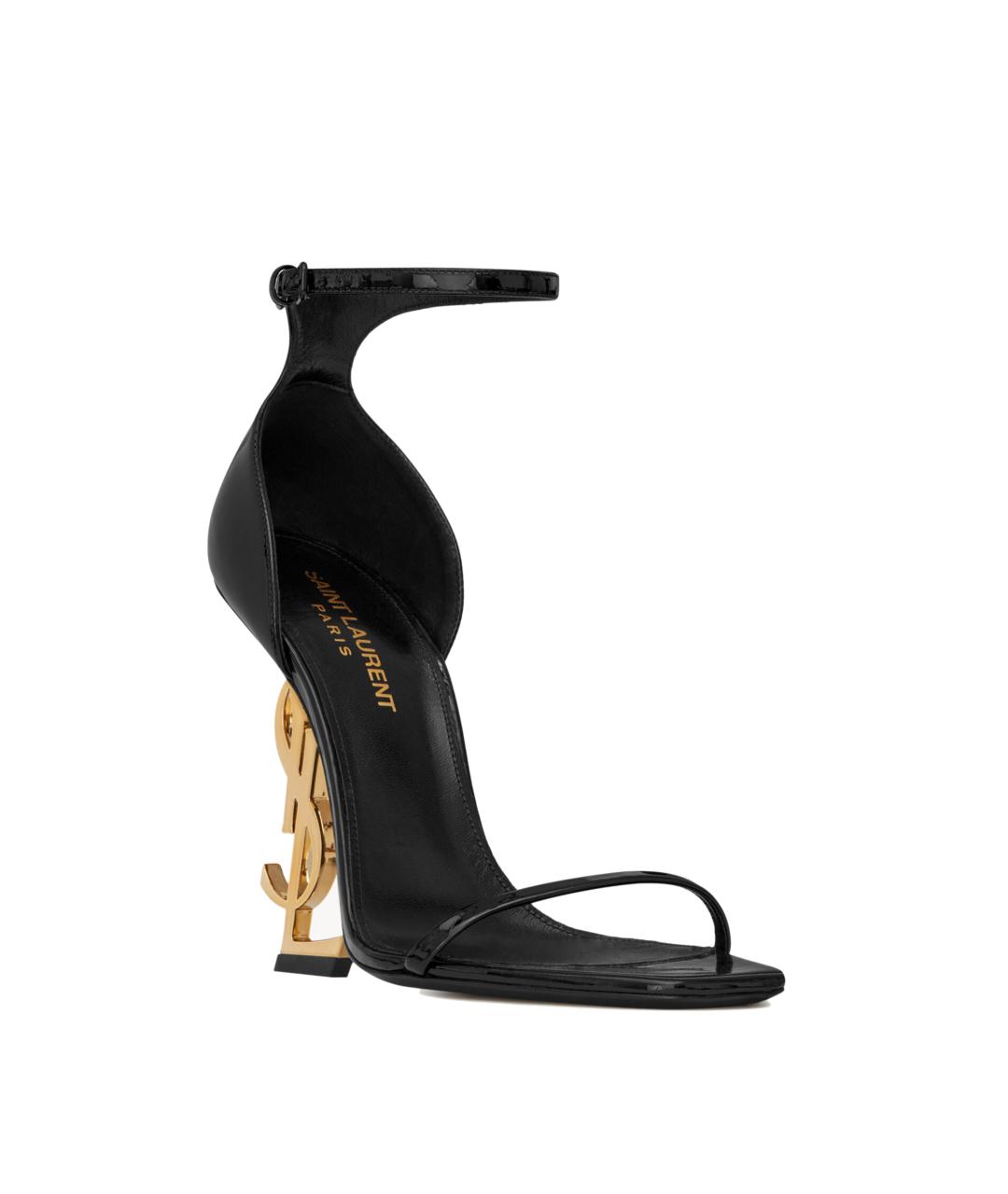 SAINT LAURENT Черные кожаные босоножки, фото 4