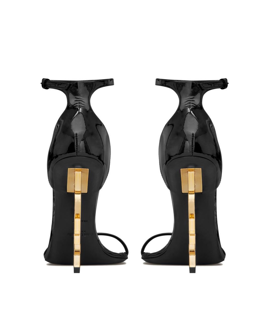 SAINT LAURENT Черные кожаные босоножки, фото 3