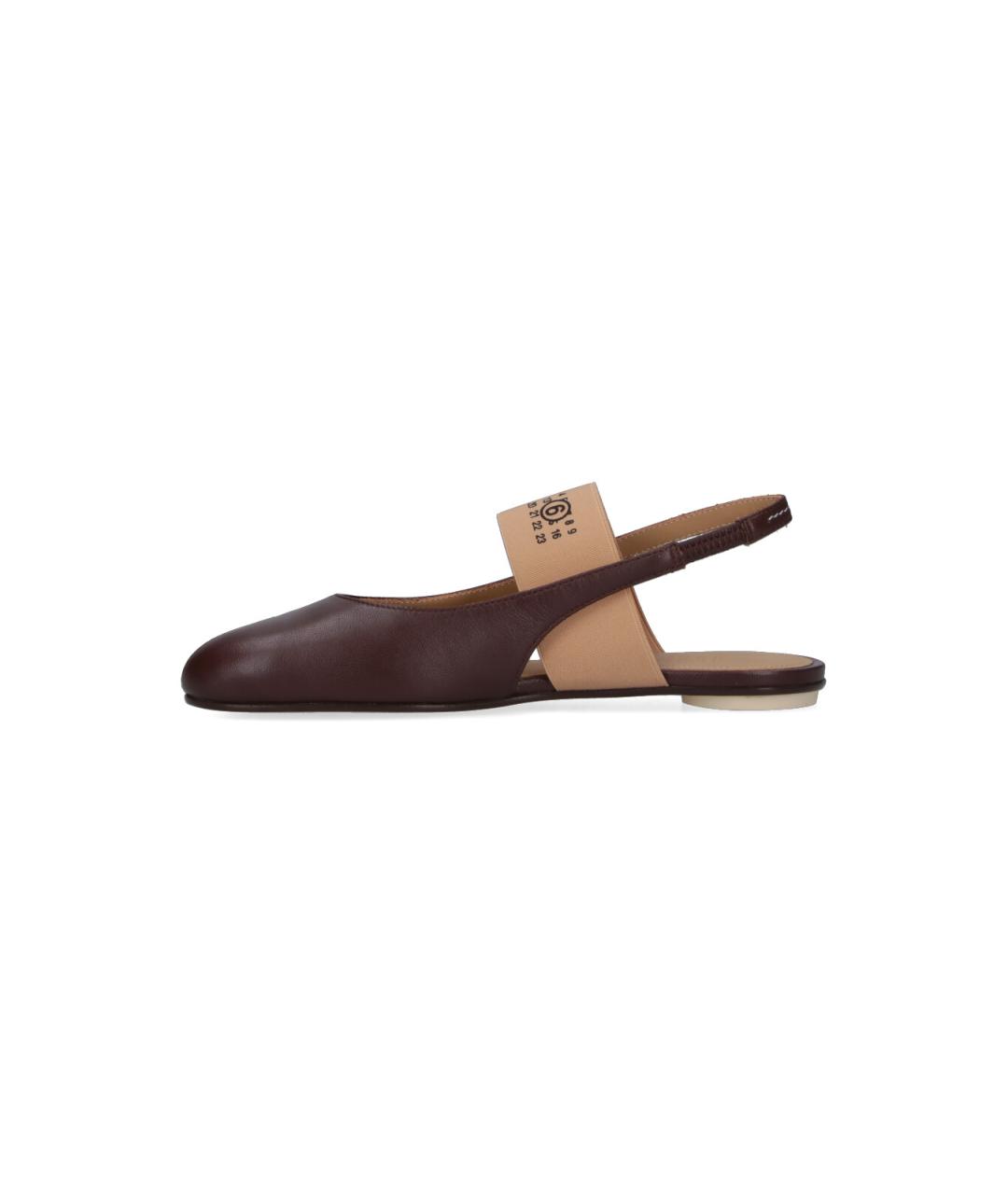 MM6 MAISON MARGIELA Коричневые кожаные балетки, фото 3