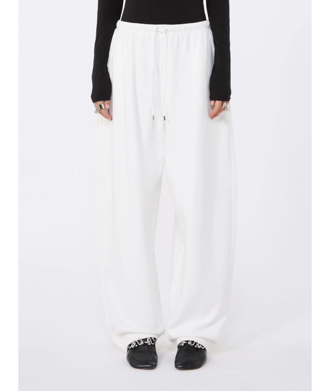 SPORTMAX Белые хлопковые прямые брюки, фото 3