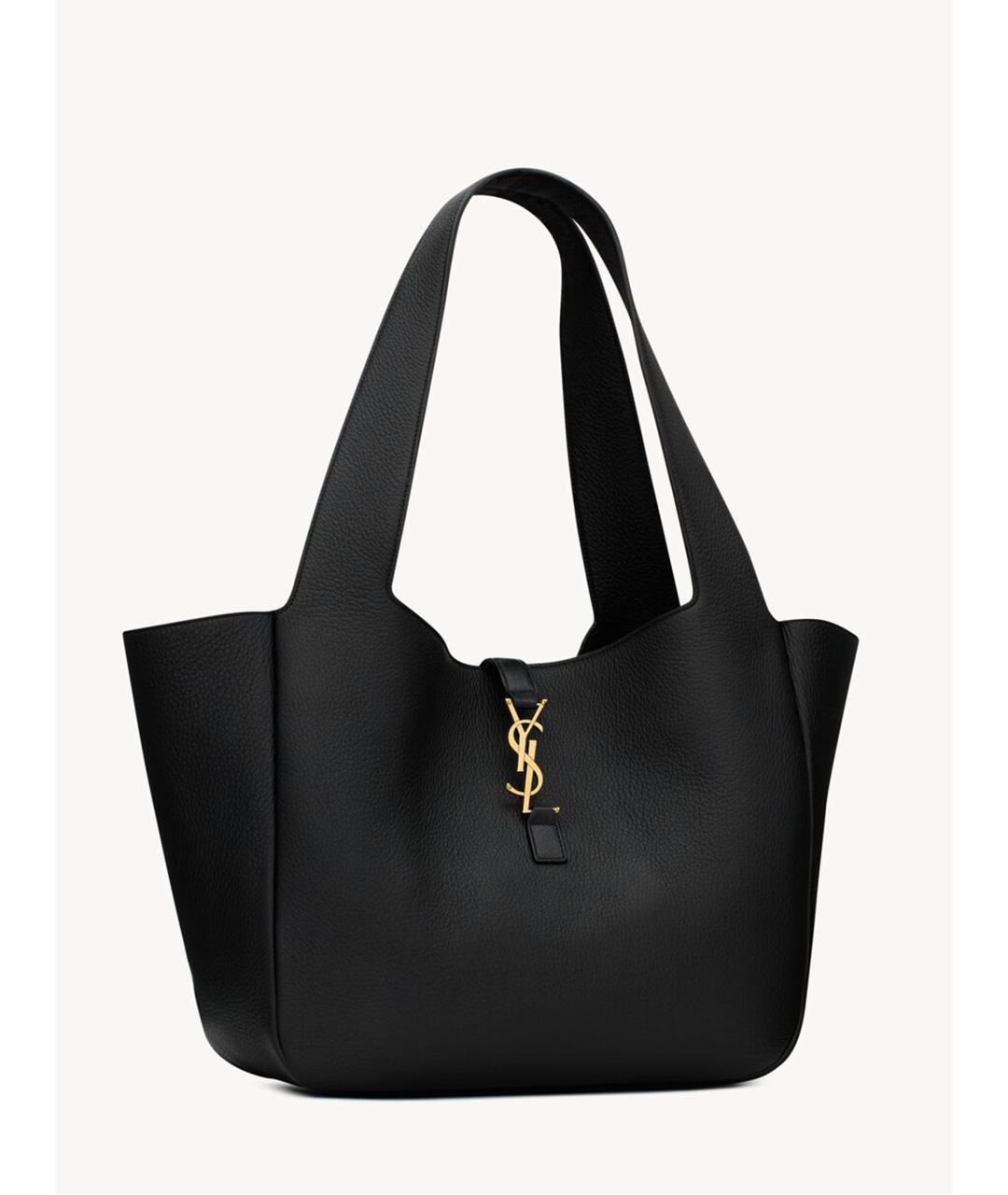 SAINT LAURENT Черная кожаная сумка тоут, фото 5