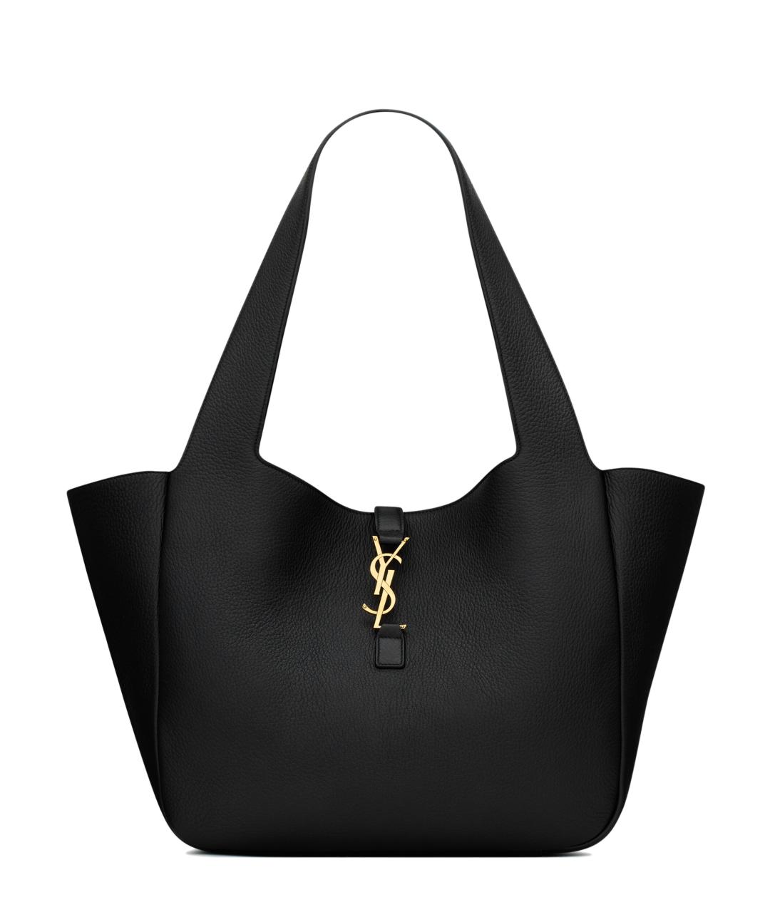 SAINT LAURENT Черная кожаная сумка тоут, фото 1