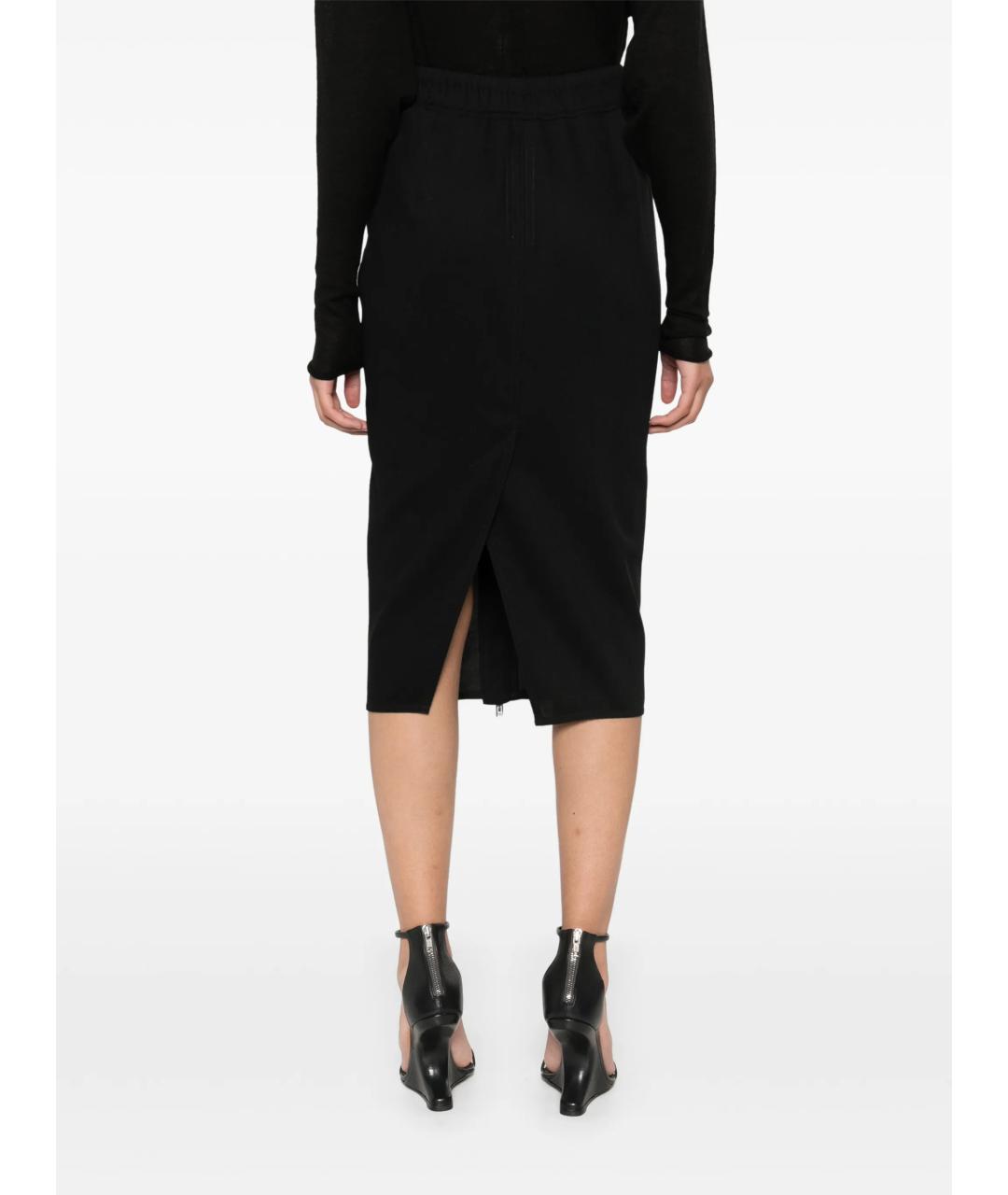 RICK OWENS Черная шерстяная юбка миди, фото 4