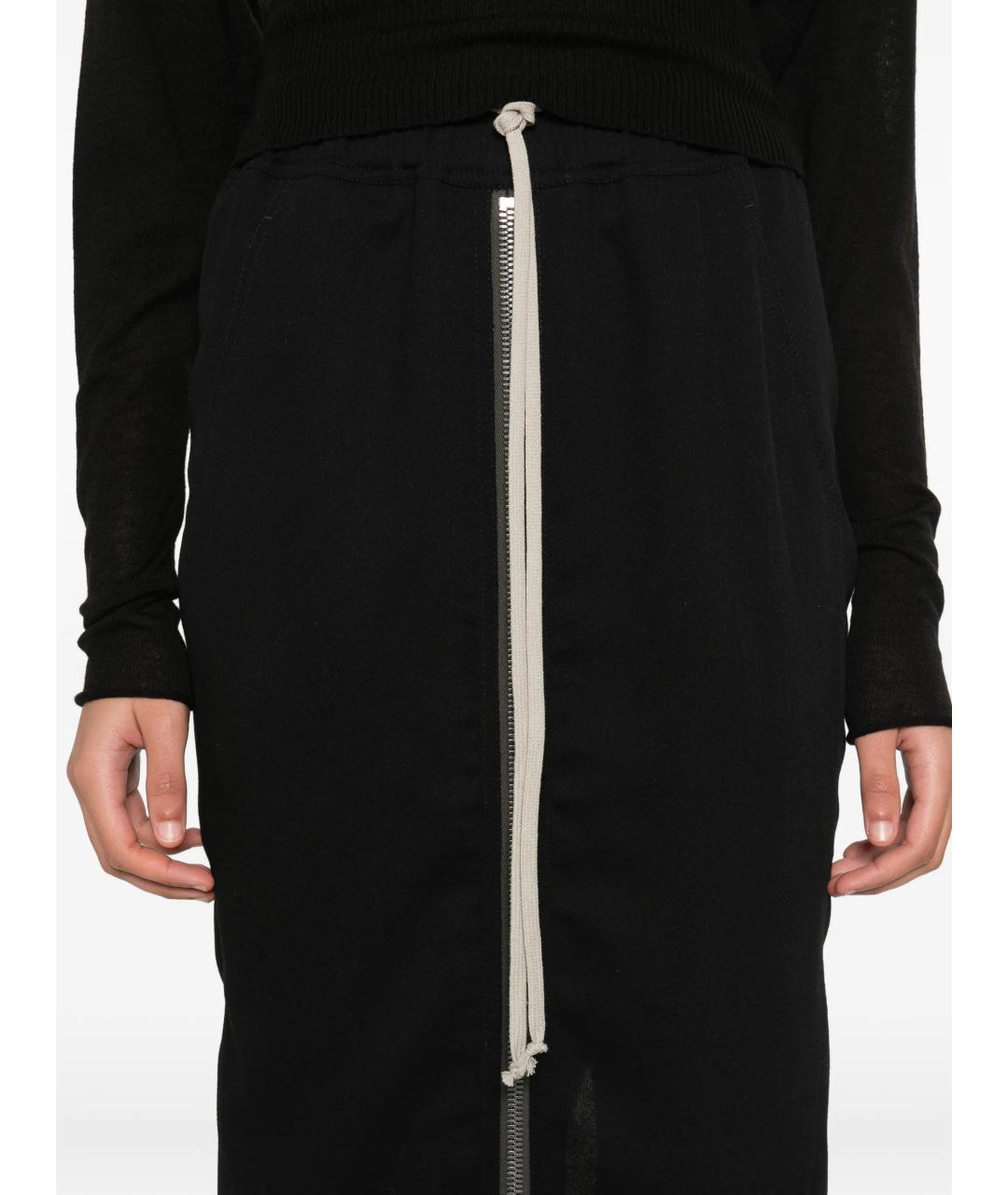 RICK OWENS Черная шерстяная юбка миди, фото 5