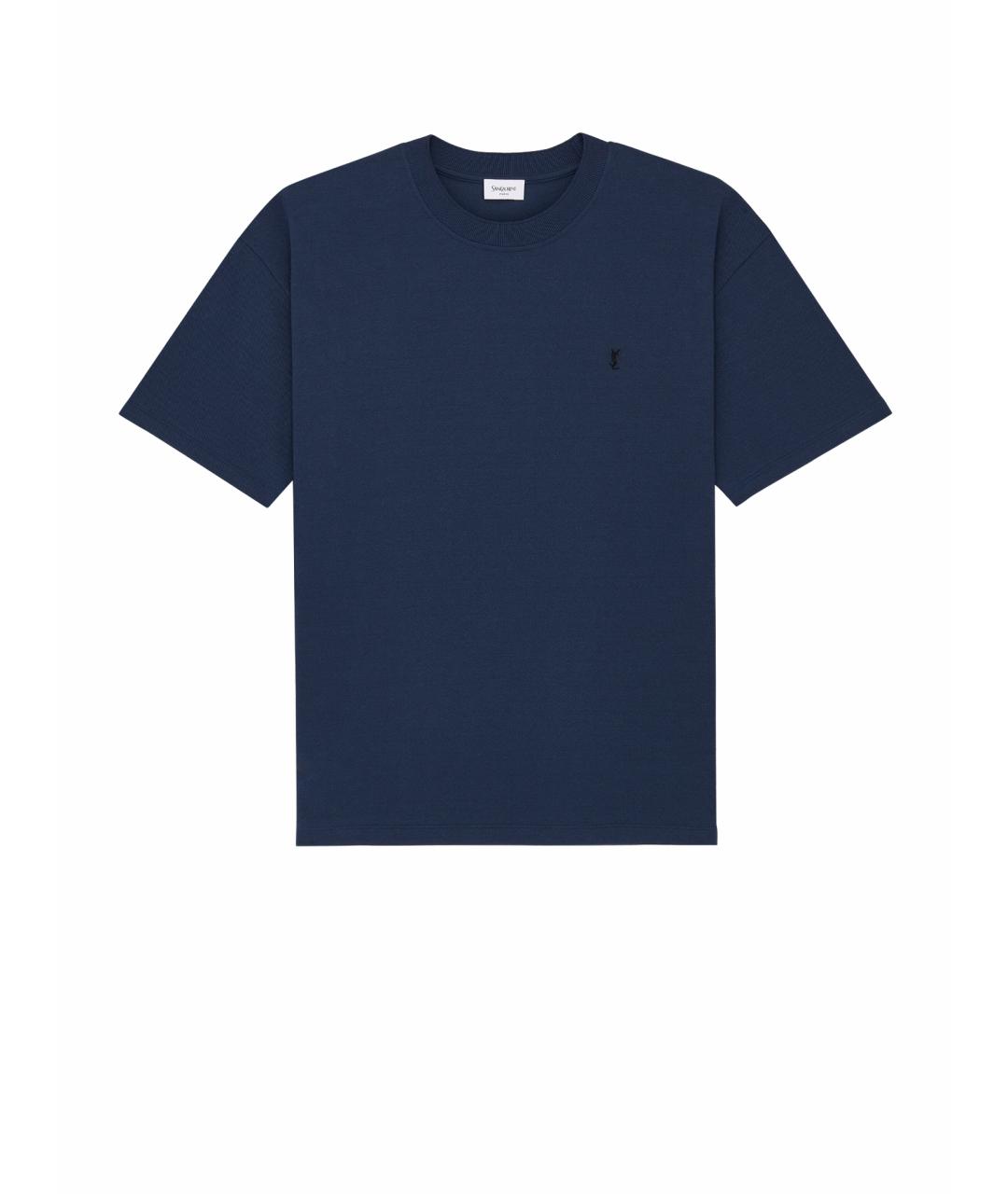 SAINT LAURENT Синяя хлопковая футболка, фото 1