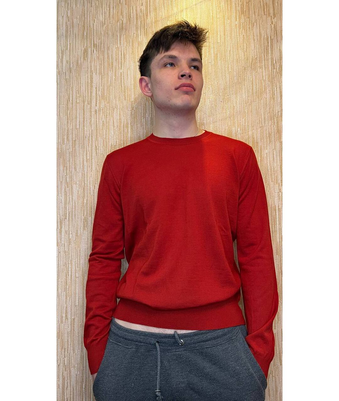 EMPORIO ARMANI Красный шерстяной джемпер / свитер, фото 5
