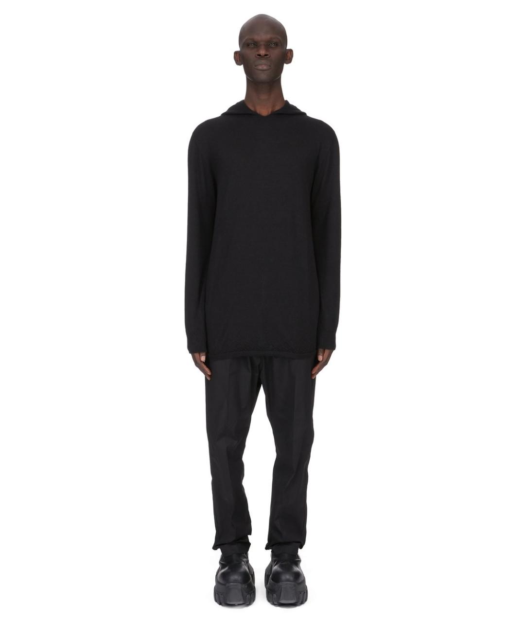 RICK OWENS Черные хлопковые повседневные брюки, фото 2