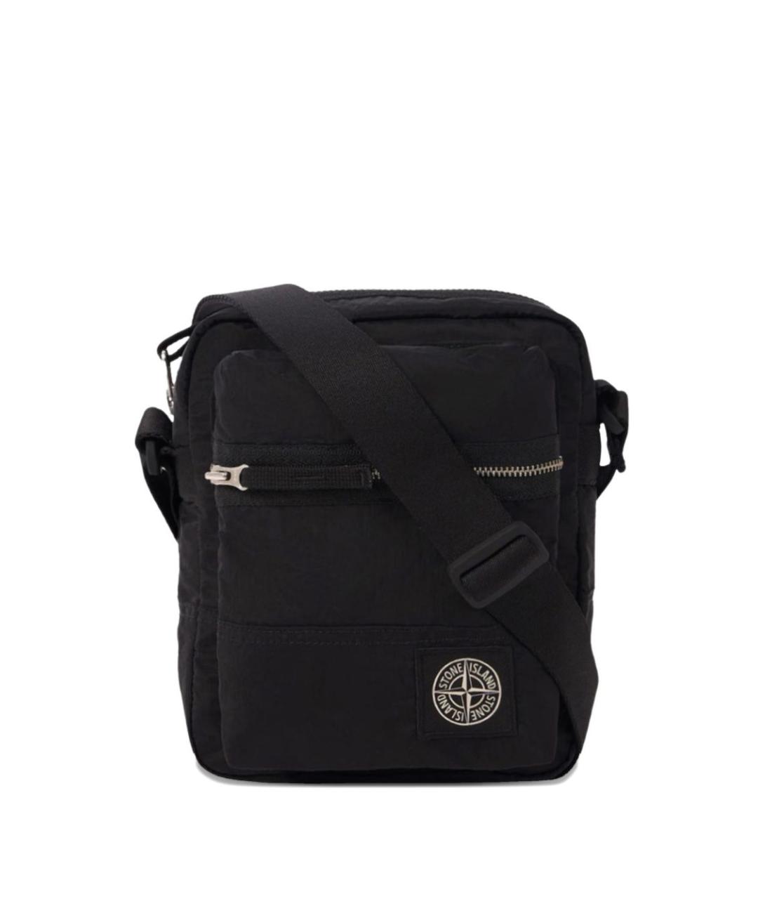 STONE ISLAND Черная тканевая сумка на плечо, фото 1