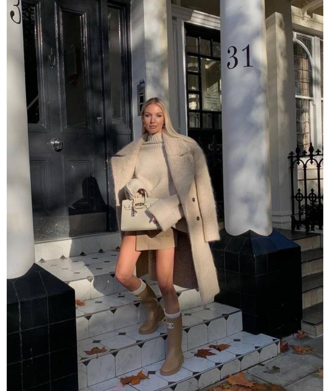 CHANEL Бежевые резиновые сапоги, фото 8