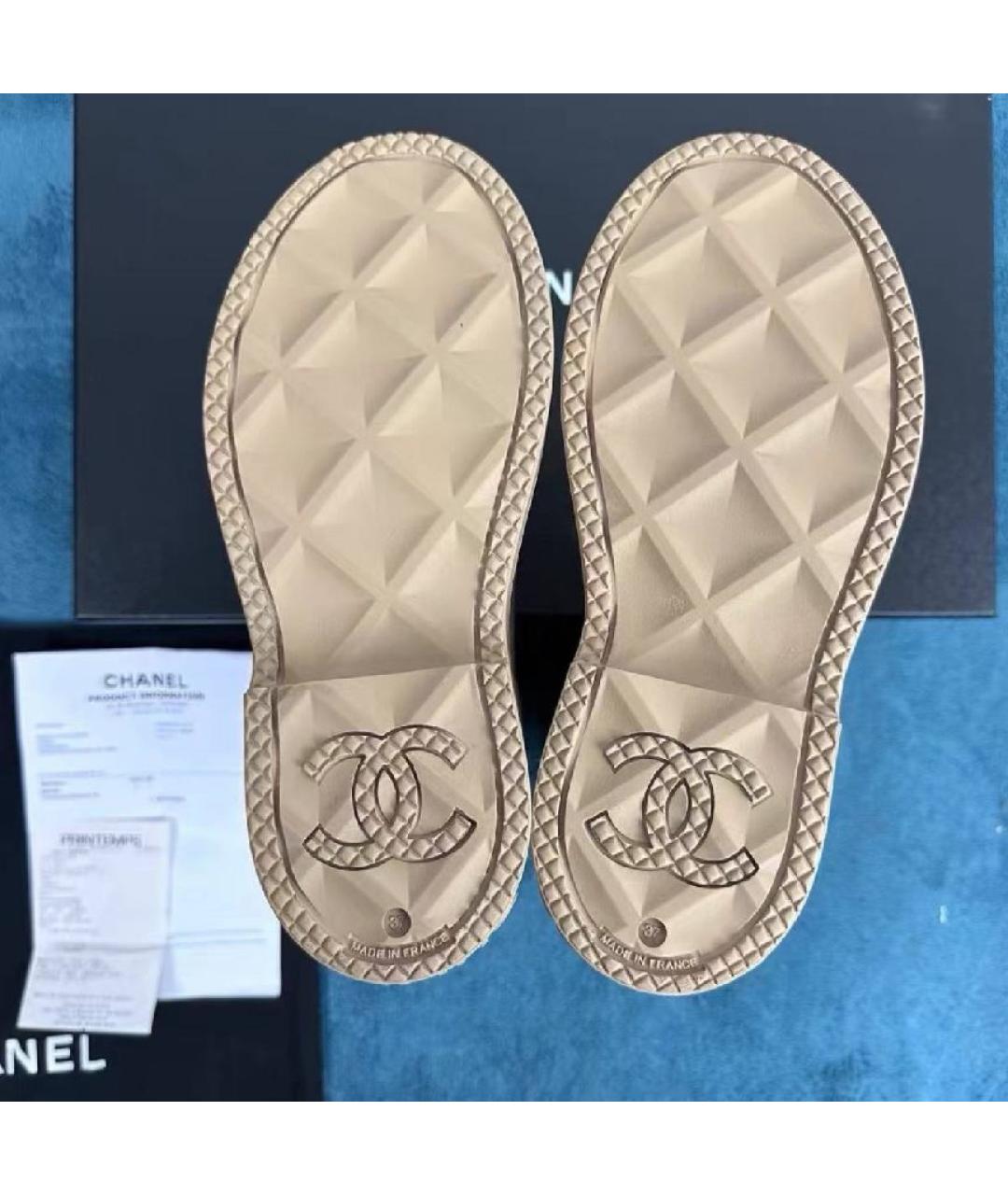 CHANEL Бежевые резиновые сапоги, фото 5