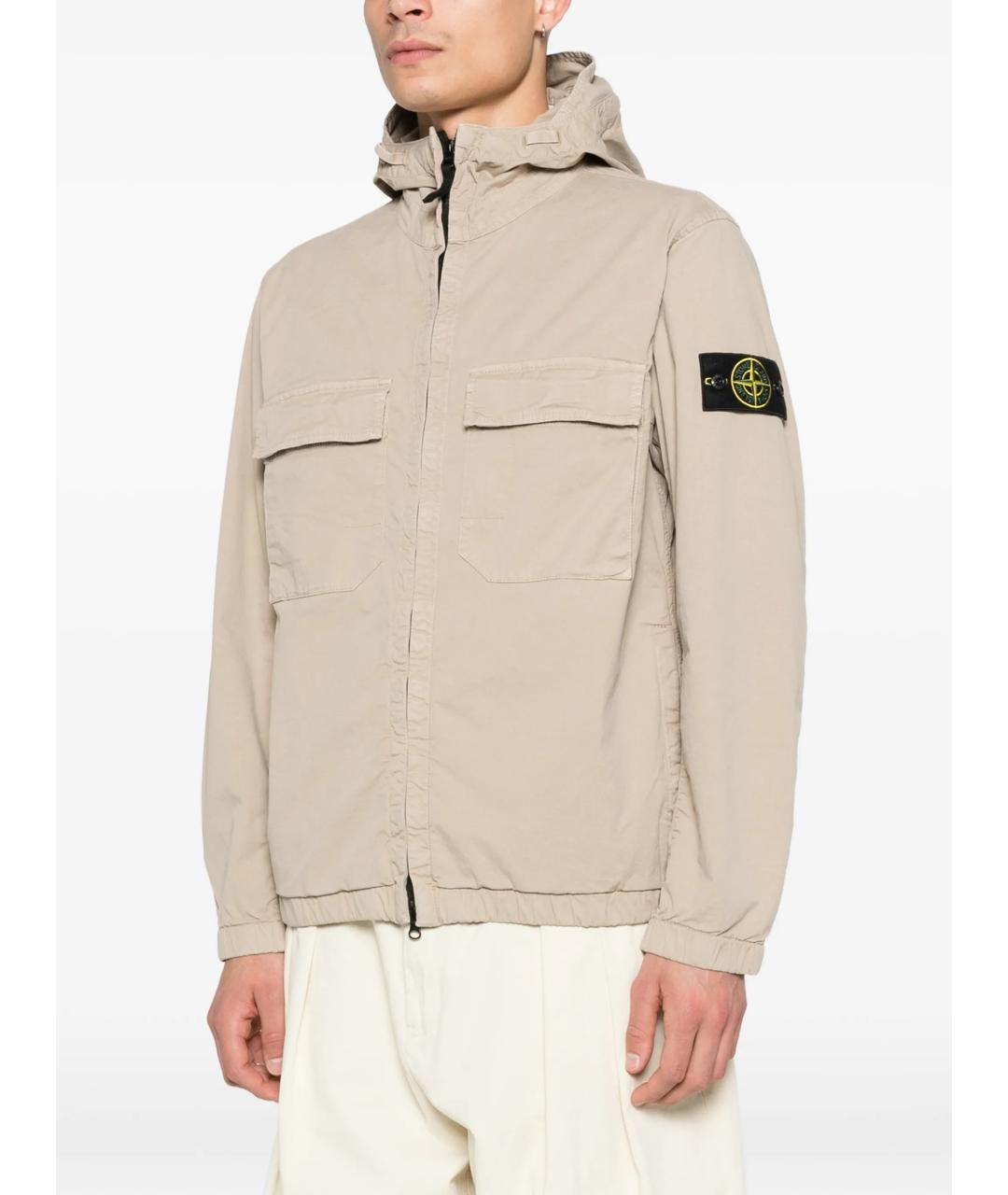 STONE ISLAND Бежевая синтетическая куртка, фото 3
