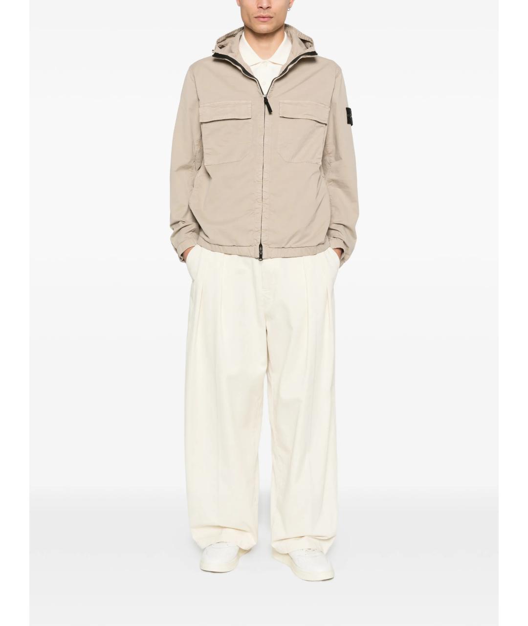 STONE ISLAND Бежевая синтетическая куртка, фото 2
