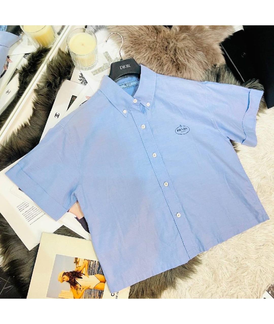 PRADA Голубая хлопковая рубашка, фото 2