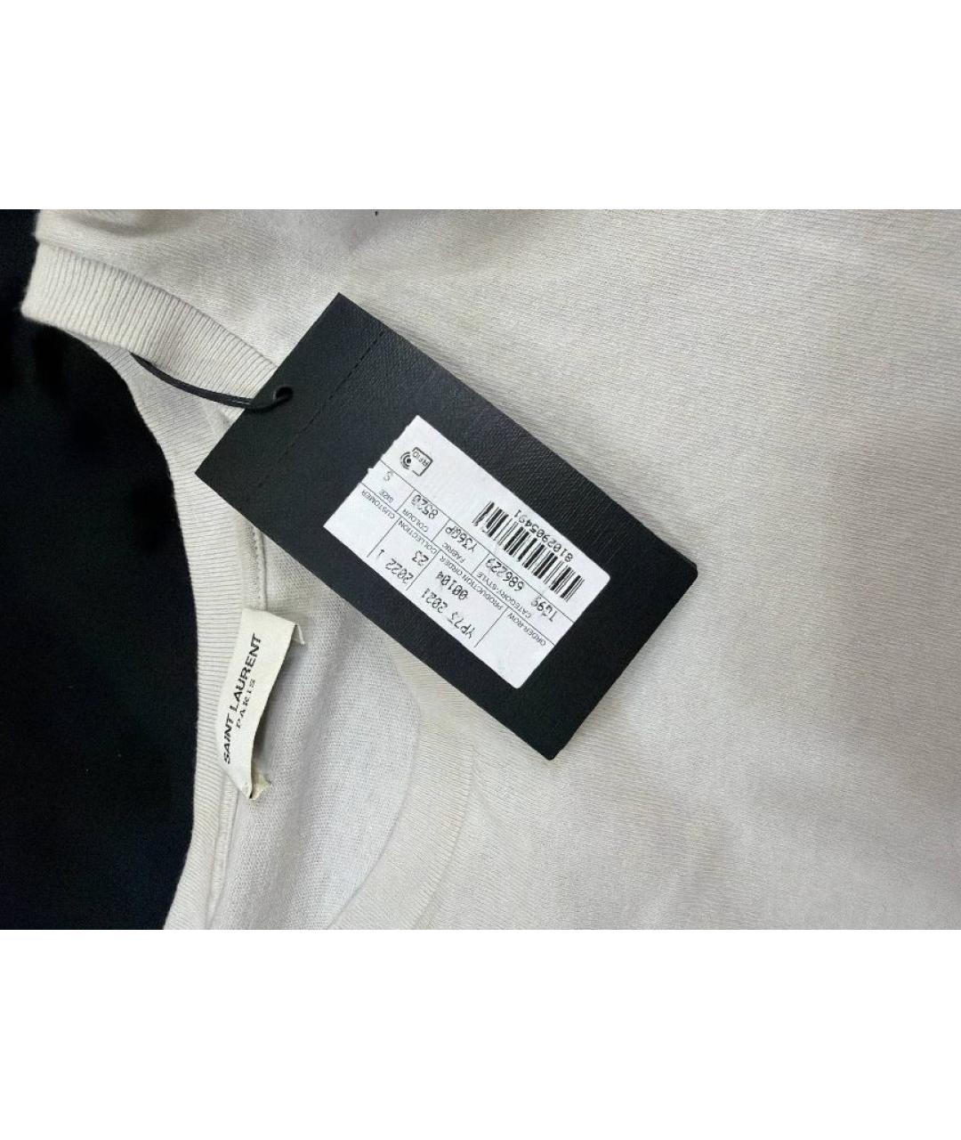 SAINT LAURENT Серебряная хлопковая футболка, фото 4