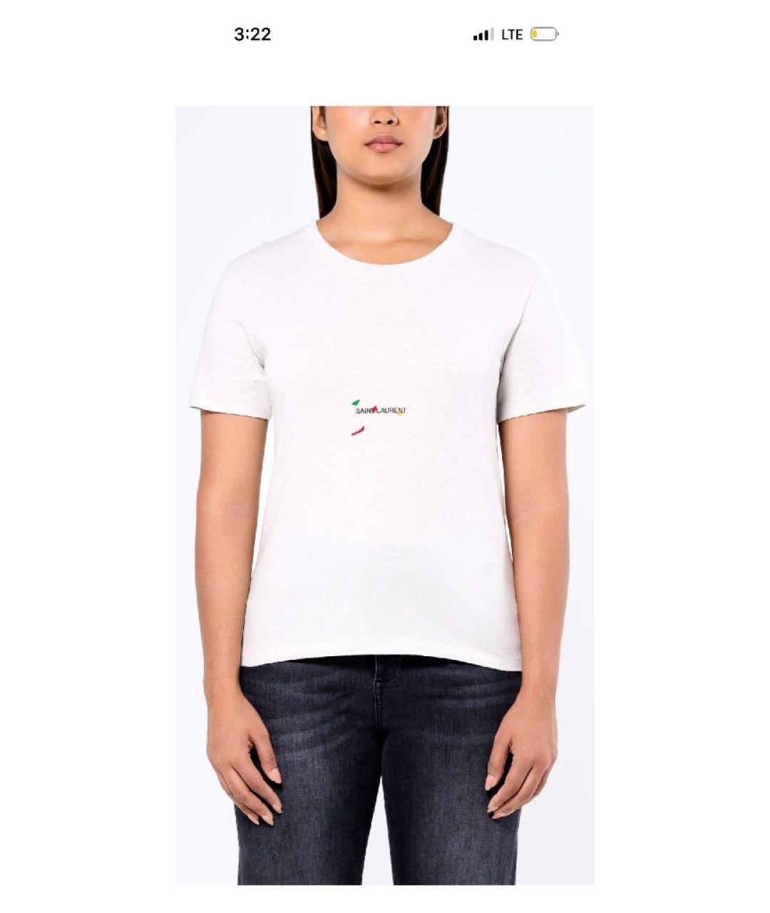 SAINT LAURENT Серебряная хлопковая футболка, фото 5