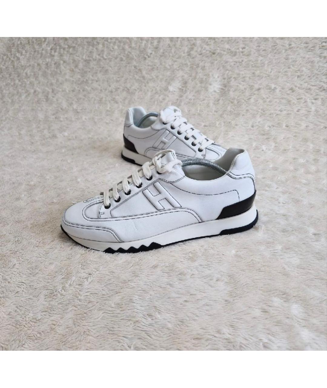 HERMES Белые кожаные низкие кроссовки / кеды, фото 10