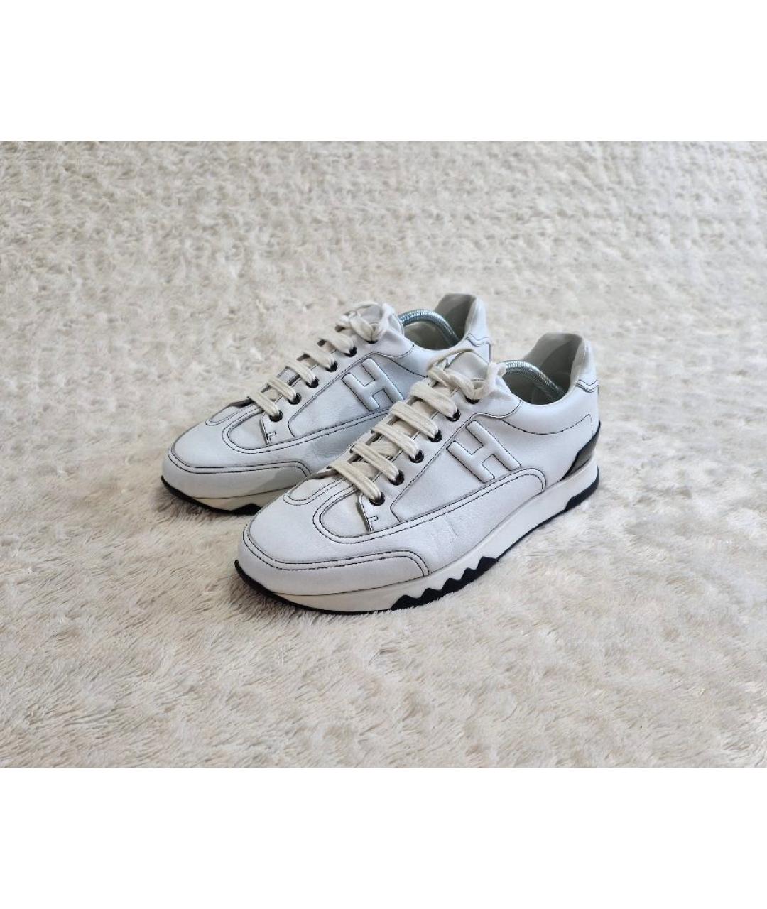 HERMES Белые кожаные низкие кроссовки / кеды, фото 6