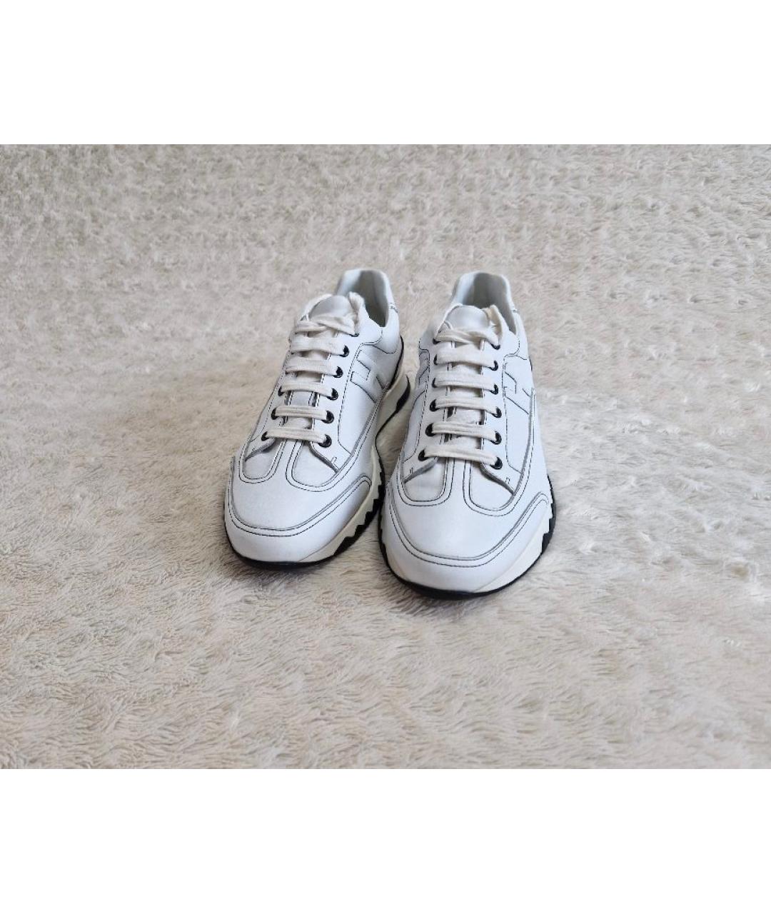 HERMES Белые кожаные низкие кроссовки / кеды, фото 3