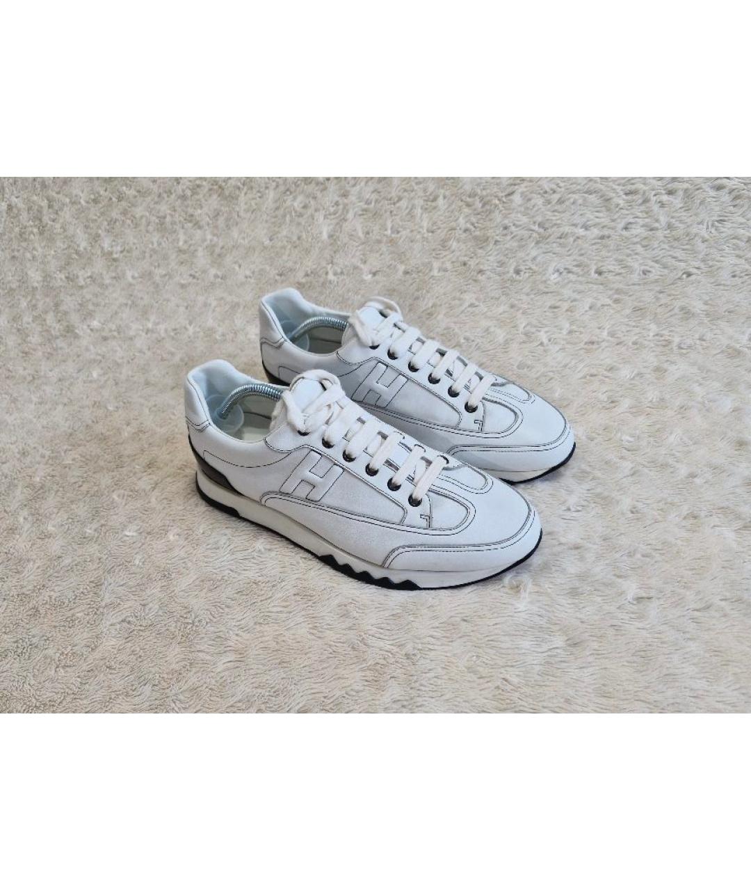 HERMES Белые кожаные низкие кроссовки / кеды, фото 2