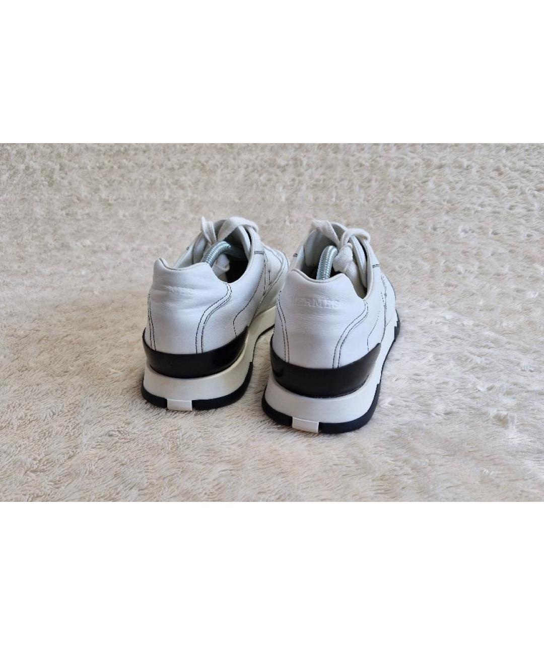 HERMES Белые кожаные низкие кроссовки / кеды, фото 5