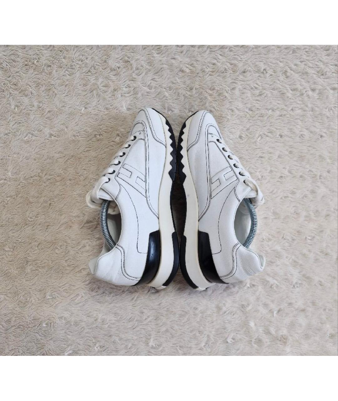 HERMES Белые кожаные низкие кроссовки / кеды, фото 4