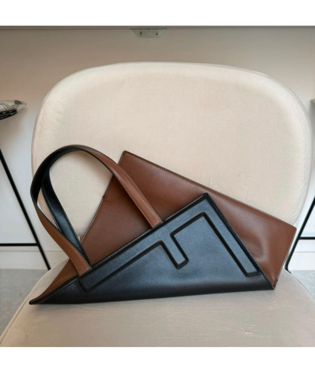 FENDI Коричневая кожаная сумка тоут, фото 5