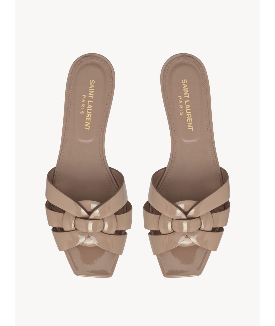 SAINT LAURENT Розовые шлепанцы из лакированной кожи, фото 2