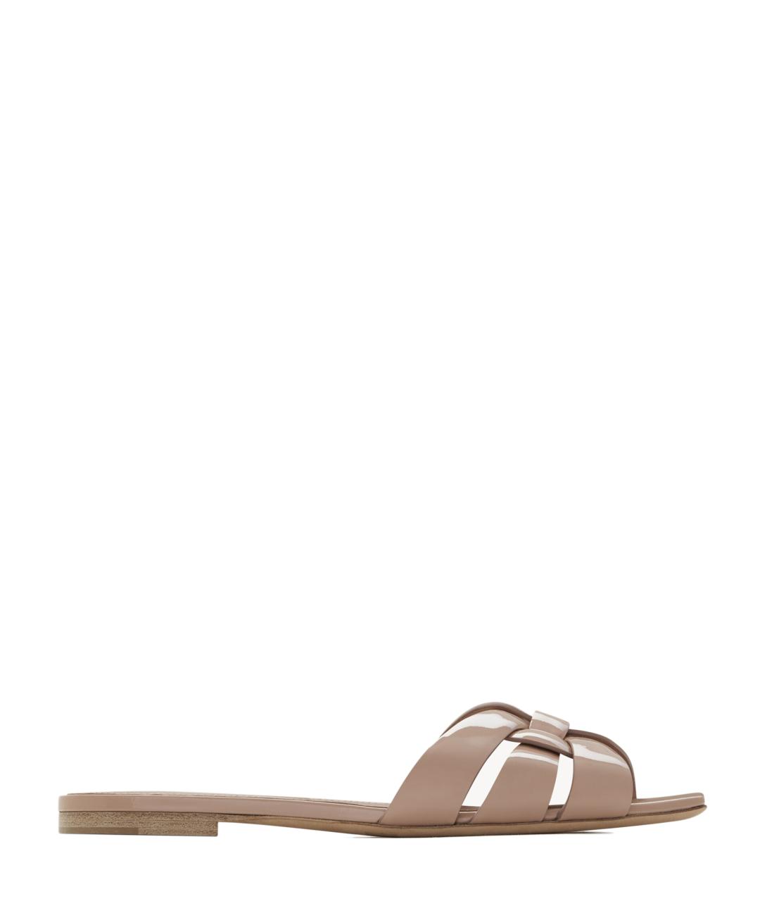 SAINT LAURENT Розовые шлепанцы из лакированной кожи, фото 1