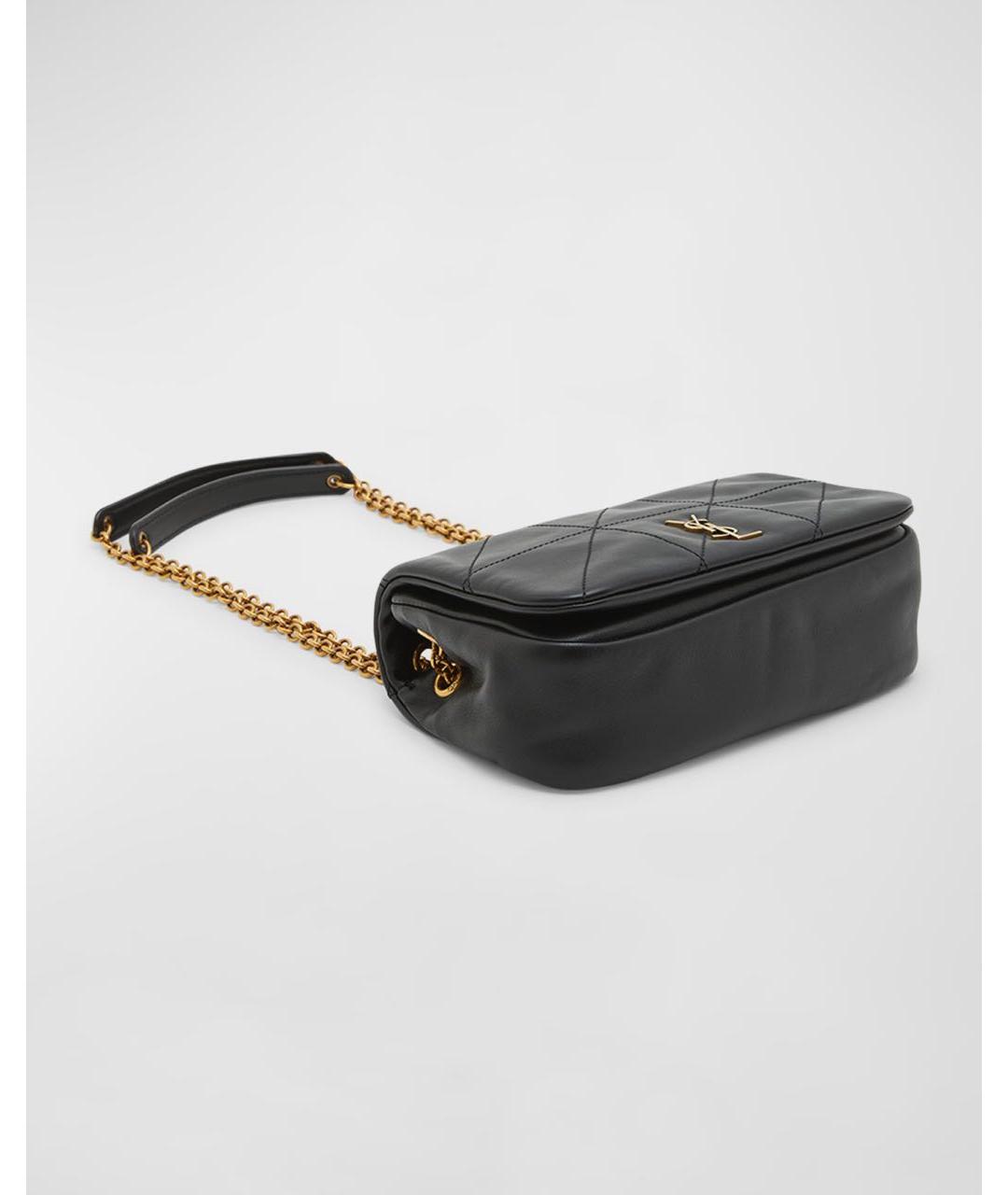 SAINT LAURENT Черная кожаная сумка с короткими ручками, фото 6