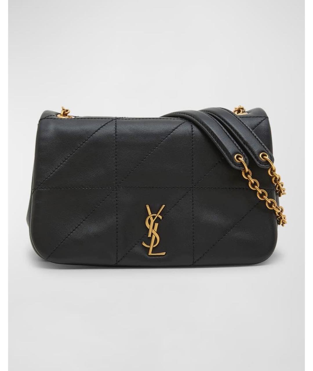 SAINT LAURENT Черная кожаная сумка с короткими ручками, фото 7