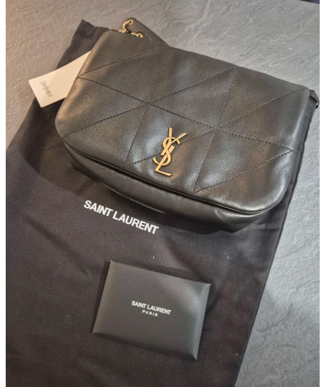 SAINT LAURENT Черная кожаная сумка с короткими ручками, фото 5