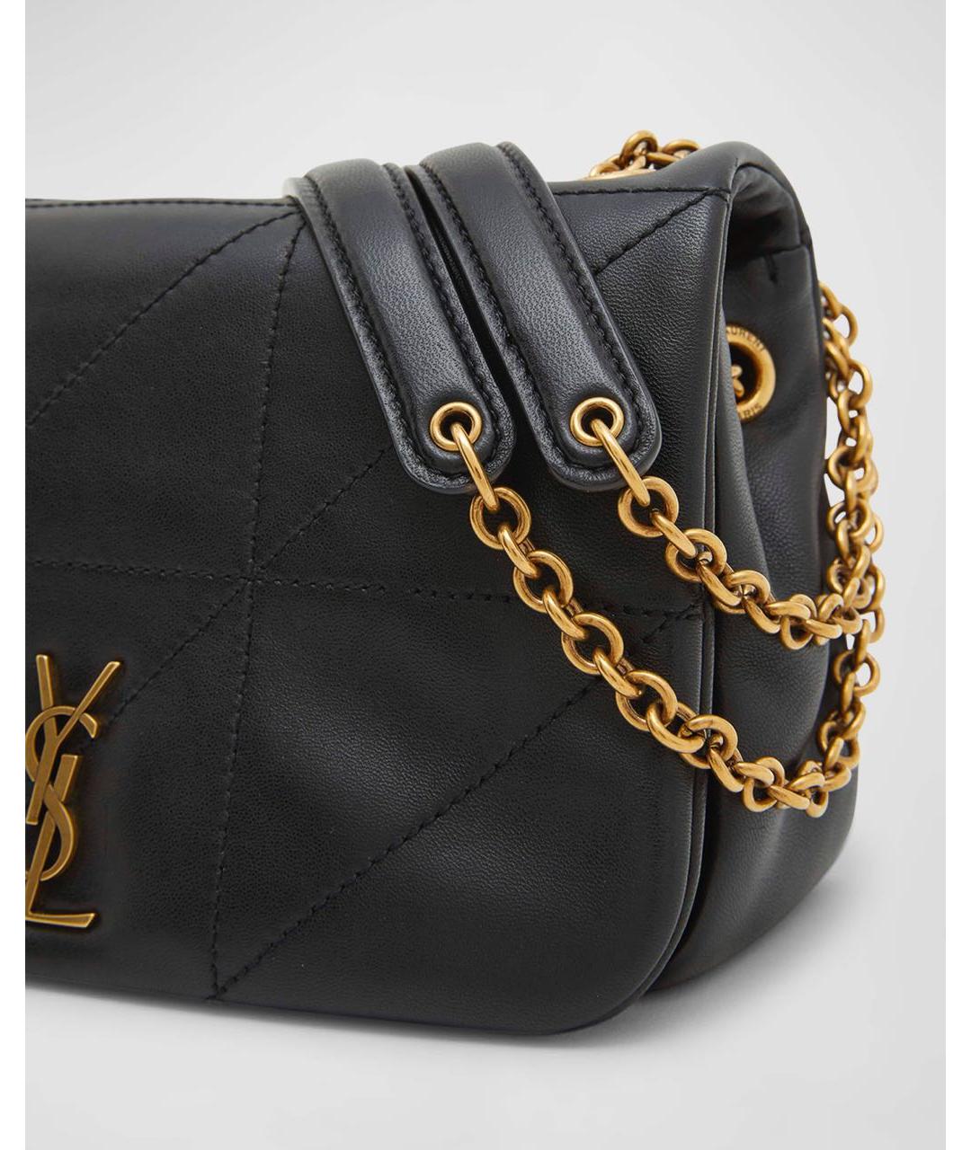 SAINT LAURENT Черная кожаная сумка с короткими ручками, фото 3