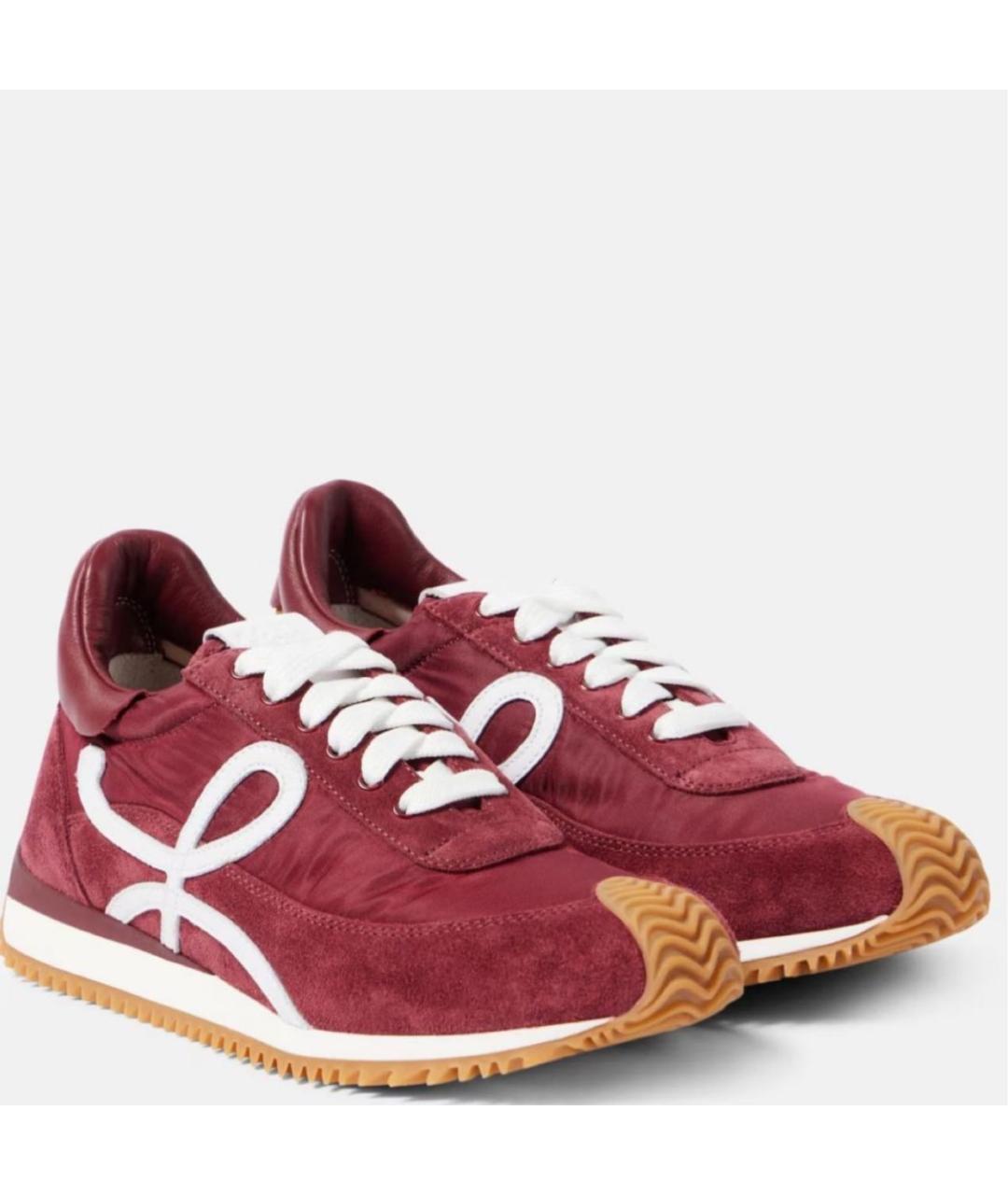 LOEWE Бордовые замшевые кеды, фото 2
