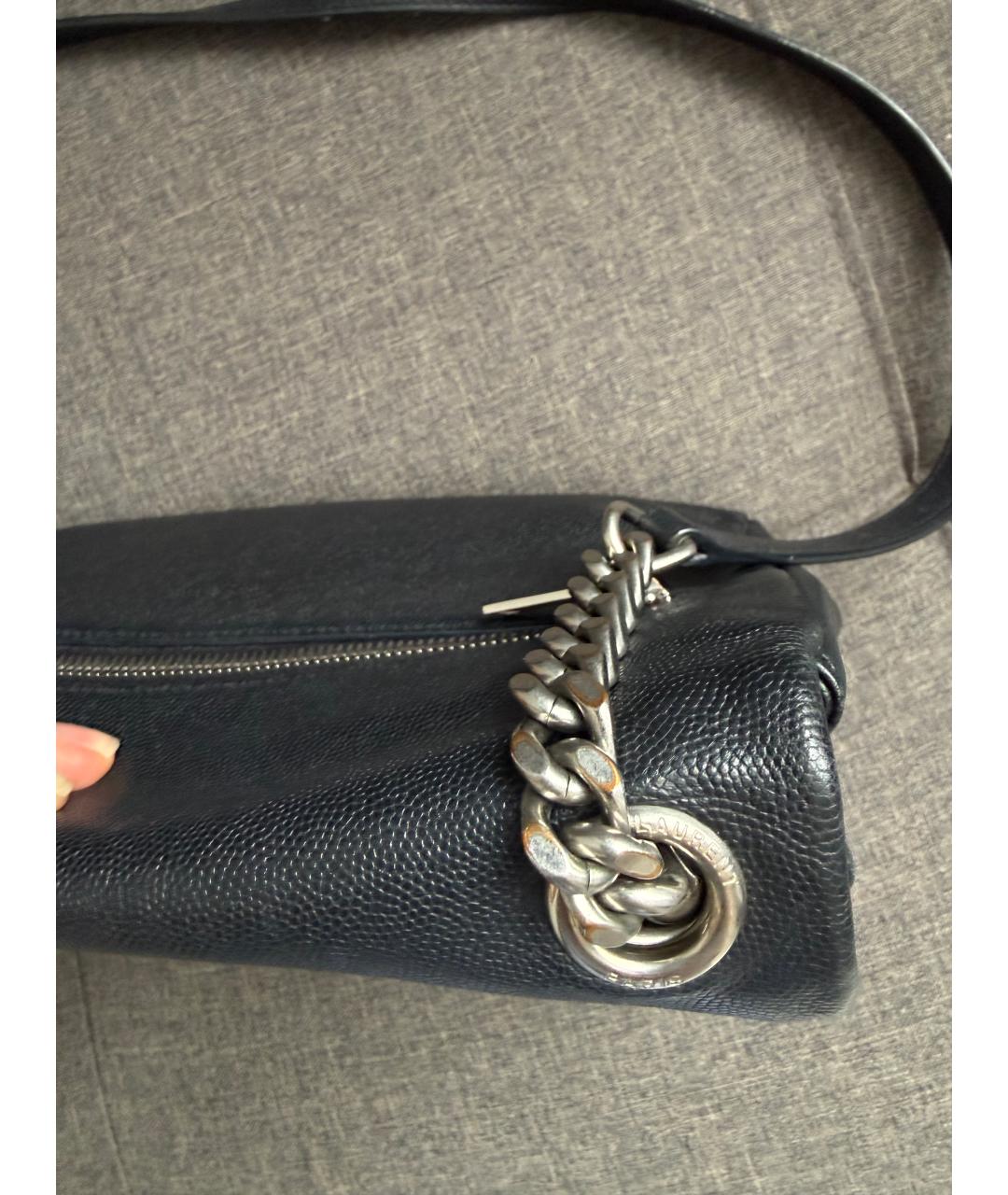 LOUIS VUITTON Черная кожаная сумка через плечо, фото 3