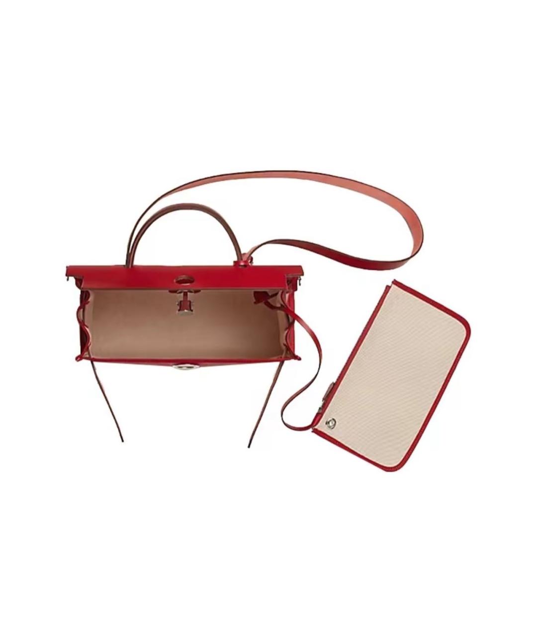 HERMES Красная кожаная сумка с короткими ручками, фото 3