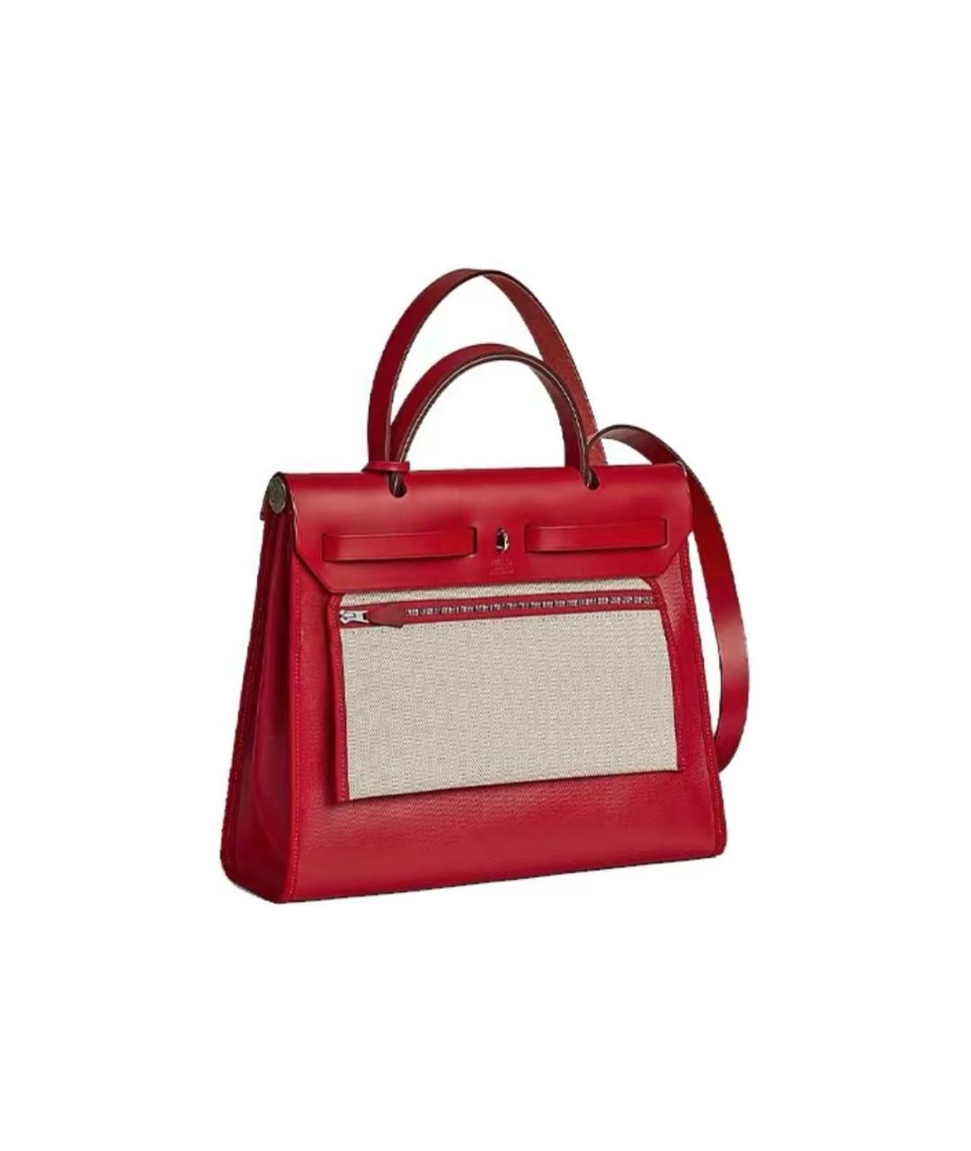 HERMES Красная кожаная сумка с короткими ручками, фото 2