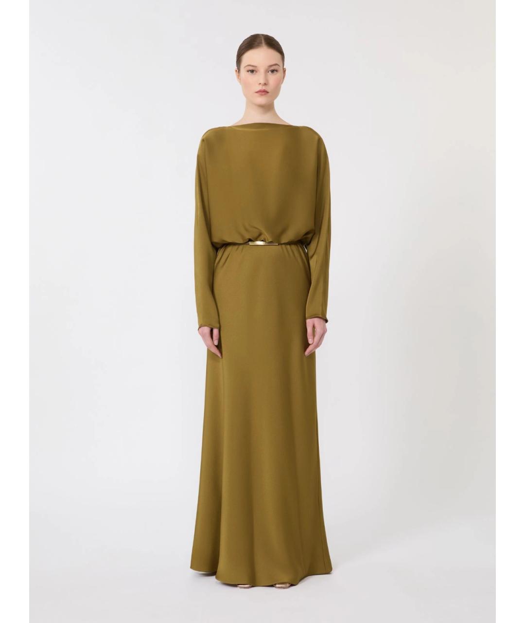 MAX MARA STUDIO Хаки ацетатное вечернее платье, фото 3
