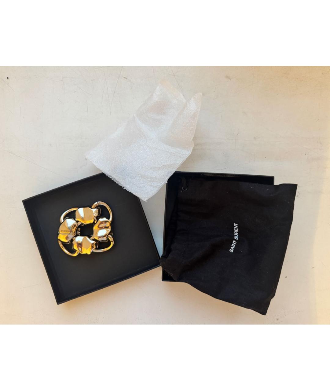 SAINT LAURENT Золотой латунный браслет, фото 3