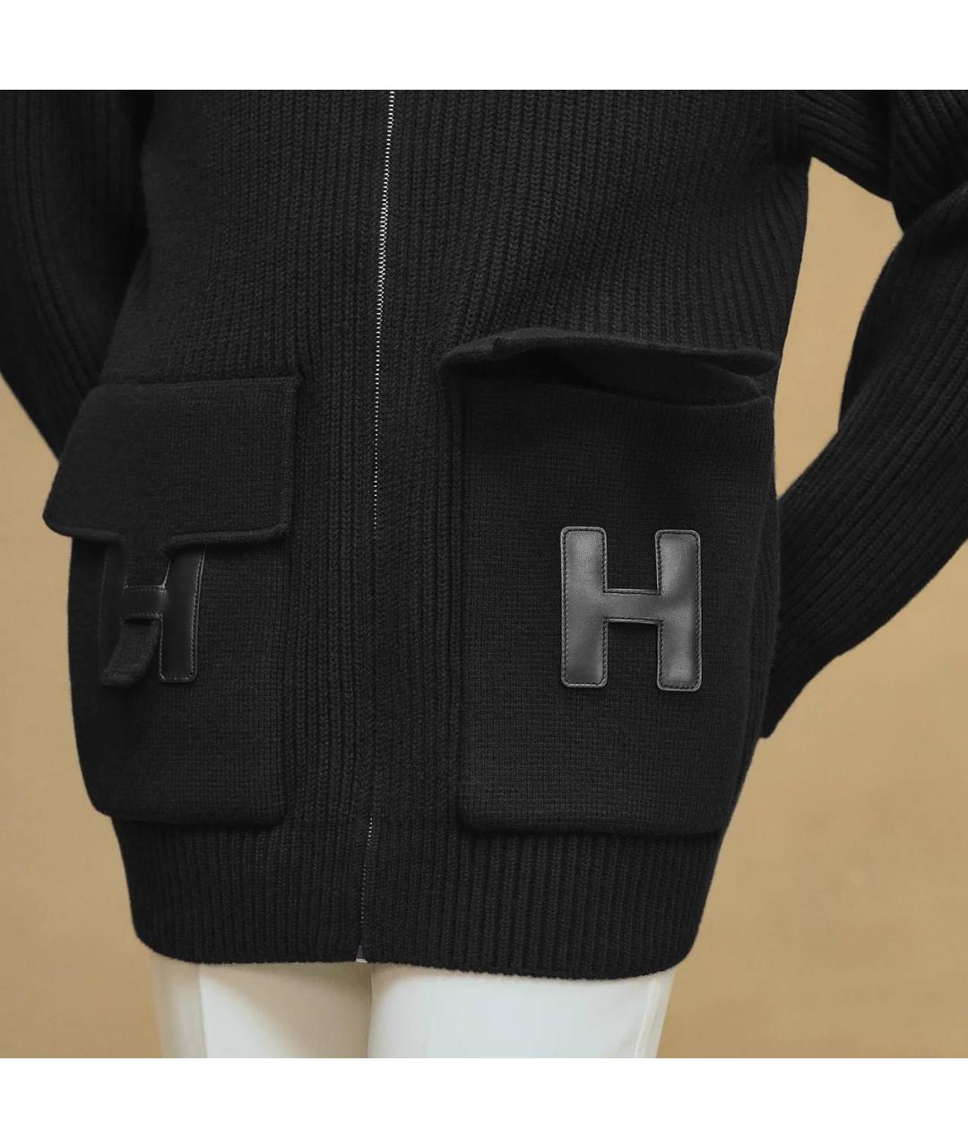 HERMES Черный хлопковый кардиган, фото 3