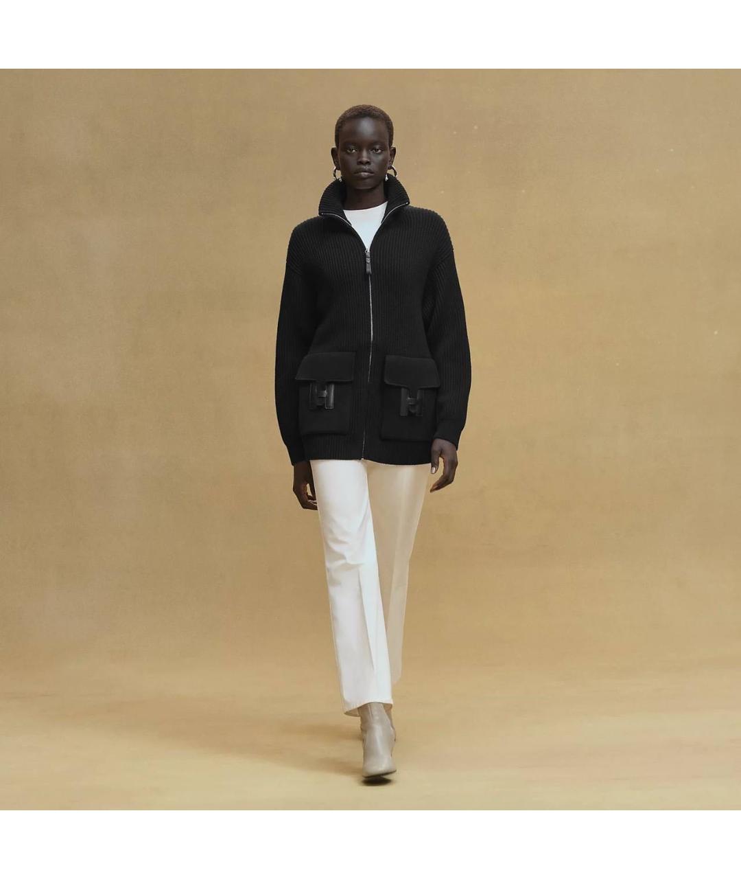 HERMES Черный хлопковый кардиган, фото 4