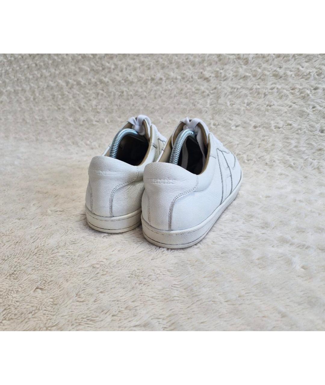 HERMES Белые кожаные низкие кроссовки / кеды, фото 4