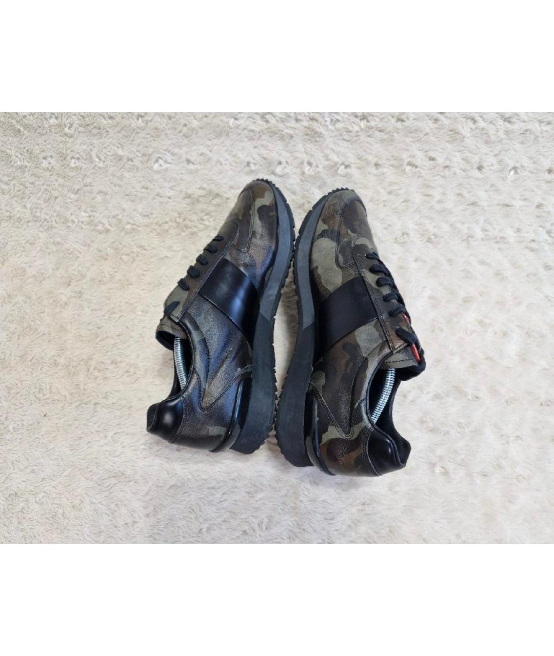 PRADA Черные кожаные низкие кроссовки / кеды, фото 4