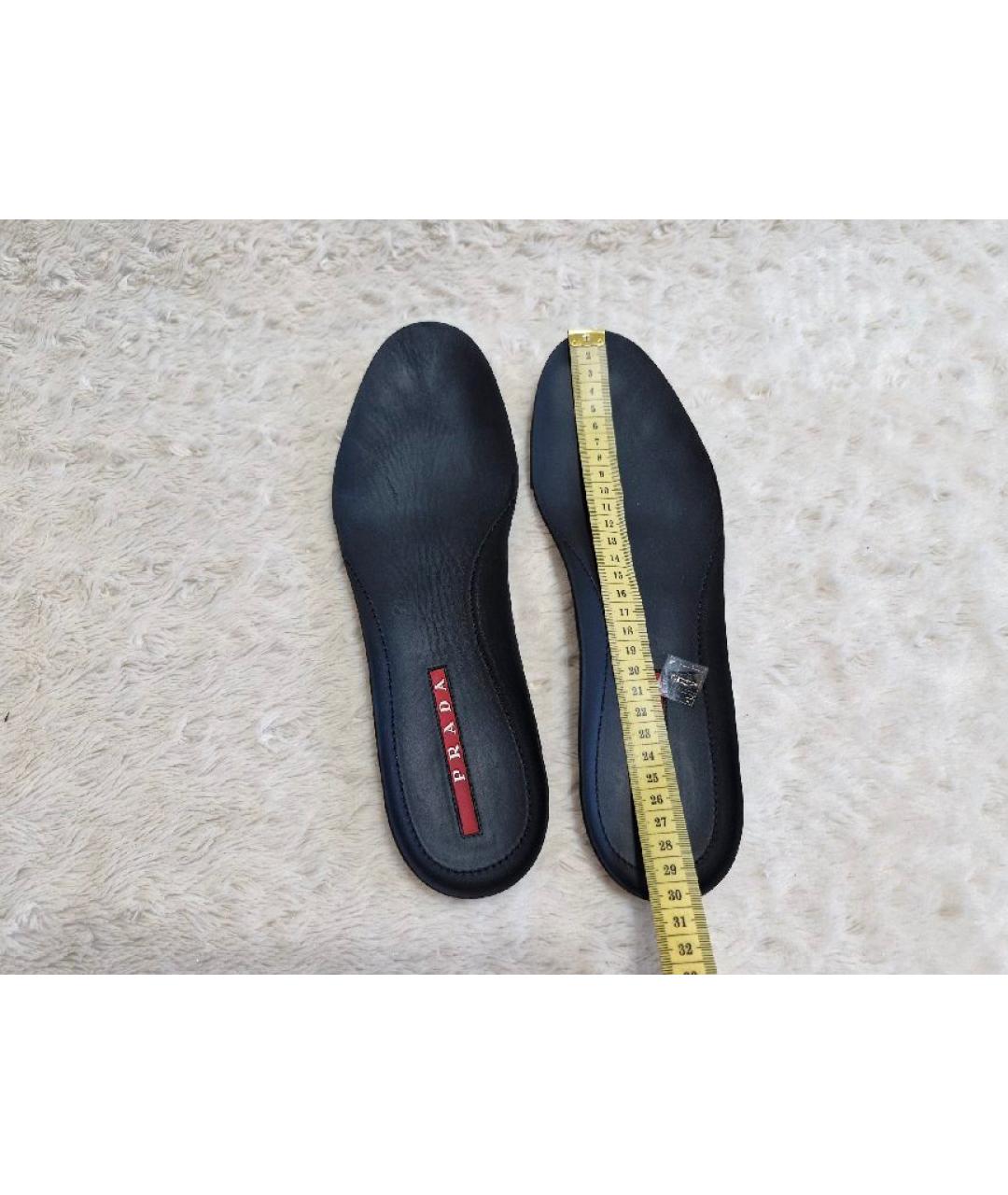 PRADA Черные кожаные низкие кроссовки / кеды, фото 9