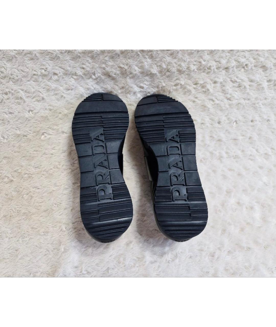 PRADA Черные кожаные низкие кроссовки / кеды, фото 7