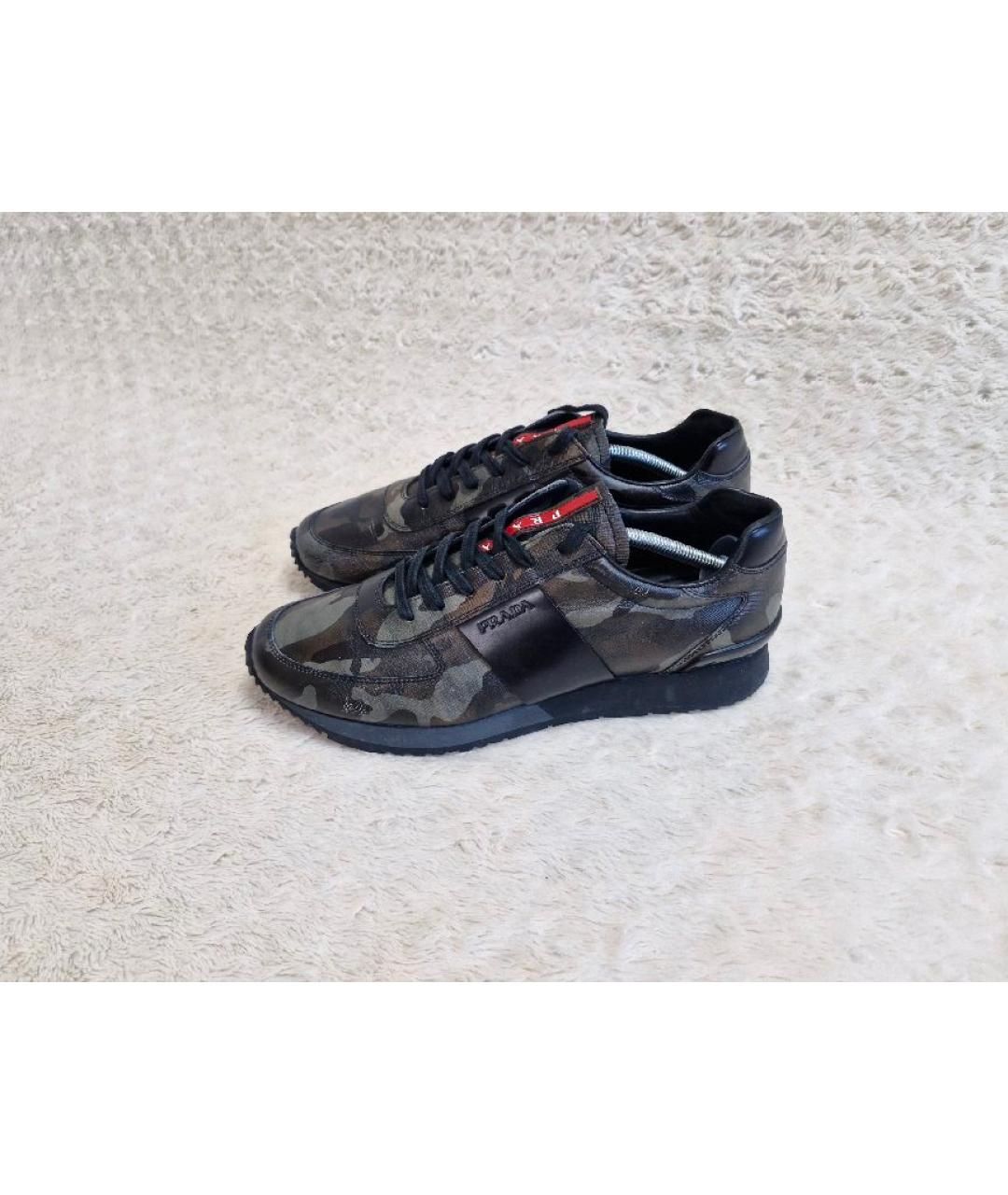 PRADA Черные кожаные низкие кроссовки / кеды, фото 10