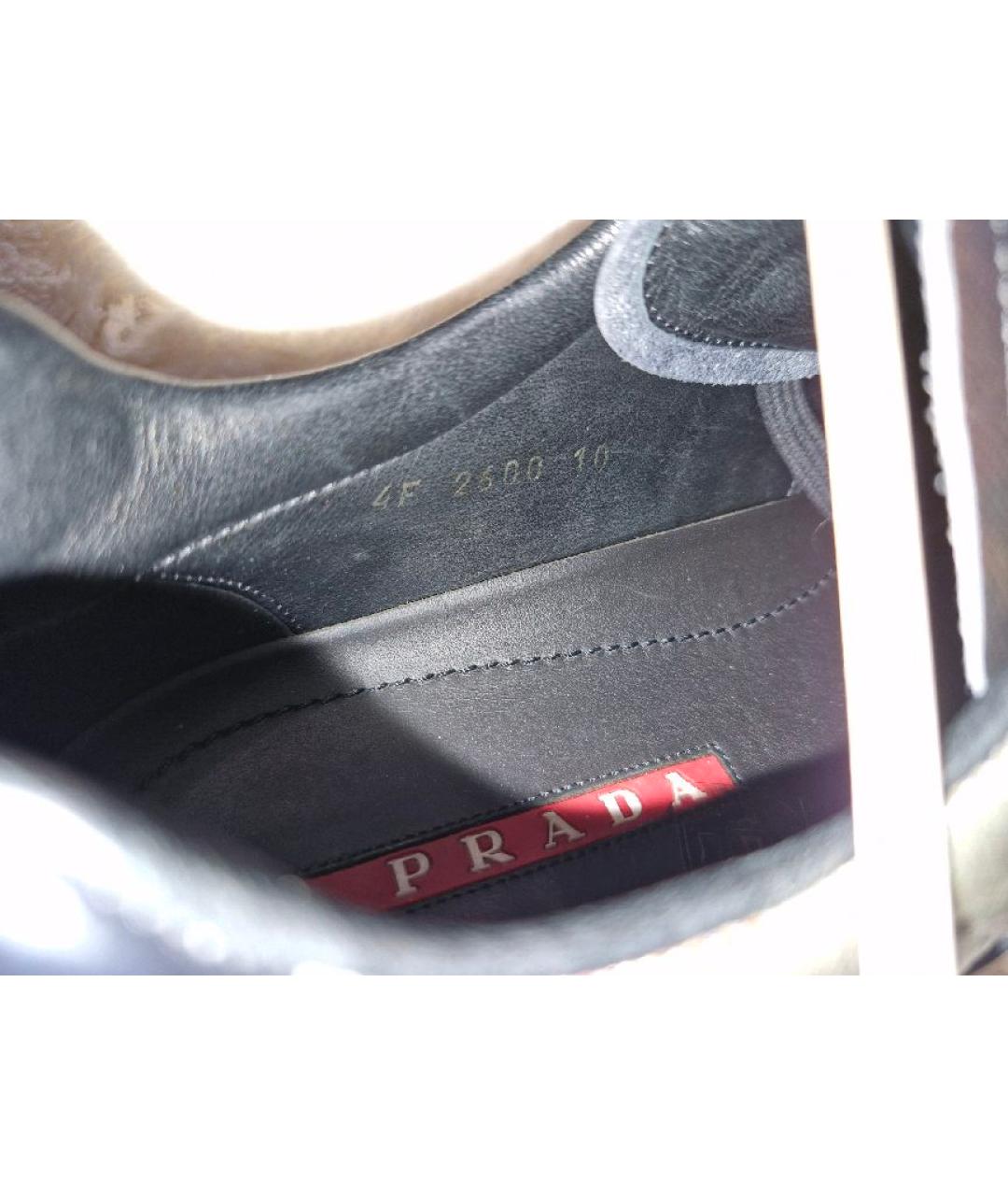 PRADA Черные кожаные низкие кроссовки / кеды, фото 8