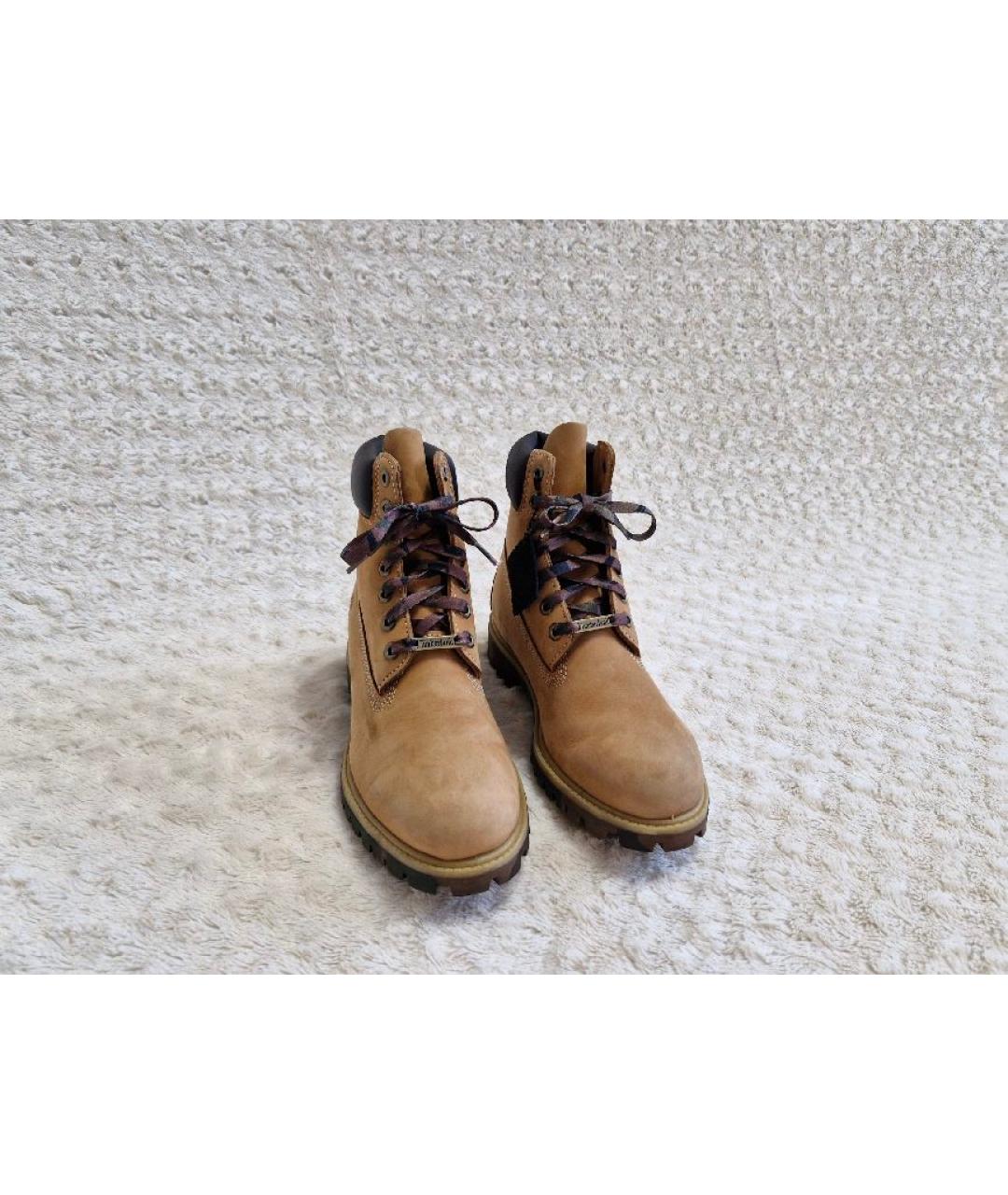 TIMBERLAND Оранжевое кожаные высокие ботинки, фото 3