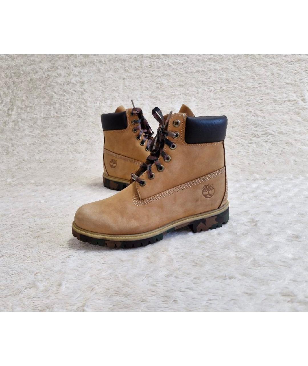 TIMBERLAND Оранжевое кожаные высокие ботинки, фото 2