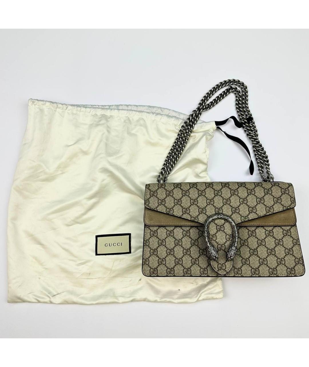 GUCCI Бежевая кожаная сумка через плечо, фото 4